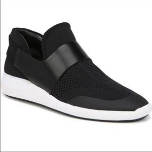 Via Spiga MISHA Women’s 9 Black Leather and Knit slip on point toe sneakers